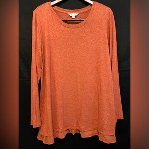LC Lauren Conrad Sweater Women's Size XL Pullover Ruffle Hem Orange
